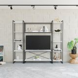 Conjunto Rack Para Tv Até 50 Polegadas 1 Nicho Aéreo 2 Estante Estilo Industrial Active Yescasa Branco Chess