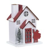 Casinha Decorativa De Natal Com Led Branco E Vermelho 14x10 Cm - D&#39;rossi