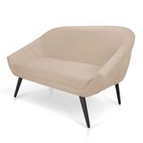 Namoradeira Giovana 02 Lugares Suede De Ferro Bege