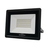 Refletor Blumenau De Led Slim 50w Preto Bivolt 3000k Luz Quente