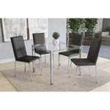 Kit Mesa Reno C- Tampo Vidro 90cm + 4 Cadeiras Amsterdã Cromado Courano Preto