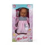 Boneca Meu Bebê Negra C- Vestido - Estrela - Rosa