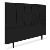 Cabeceira Box Cama Casal Luna Slim 1,40cm Suede Preto