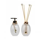 Kit Saboneteira Difusor Vidro 300ml Válvula Luxo Pia Lavabo Cor:dourado