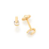 Brinco Infantil Rommanel Ouro 18k Com Cristais - 0,5cm