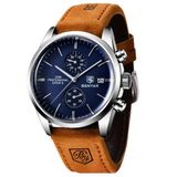Relógio De Quartzo Esportivo Masculino Benyar Luxo Impermeável Cronógrafo Marrom Azul