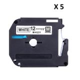 Kit 5 Fita Compatível Brother M-k231 Branca Letra Preta 12mm