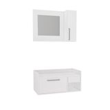 Kit Gabinete Para Banheiro Suspenso 75cm C/ Espelheira Estilare Móveis Cnj1037 Branco