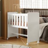 Mini Berço 100% MDF com Colchão Léo Yescasa Branco/Ipê