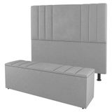 Cabeceira E Baú Cama Box King Size Grace 195cm Suede Cinza