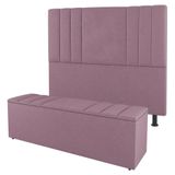 Cabeceira E Baú Cama Box King Size Grace 195cm Suede Rosé