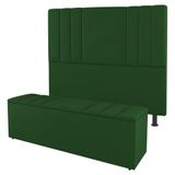 Cabeceira E Baú Cama Box King Size Grace 195cm Suede Verde