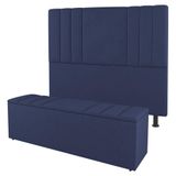 Cabeceira E Baú Cama Box King Size Grace 195cm Suede Azul