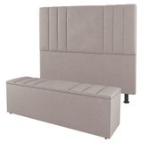 Cabeceira E Baú Cama Box King Size Grace 195cm Suede Bege