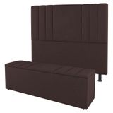 Cabeceira E Baú Cama Box Solteiro Grace 90cm Suede Marrom