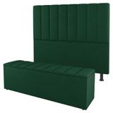 Cabeceira E Baú Cama Box King Size Cora 195cm Suede Verde