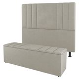 Cabeceira E Baú Cama Box King Grace 195cm Sintético Bege