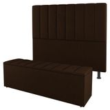 Cabeceira E Baú Cama Box King Size Cora 195cm Suede Marrom