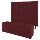 Cabeceira E Baú Cama Box King Size Grace 195cm Suede Bordô