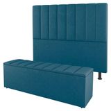 Cabeceira E Baú Cama Box King Size Cora 195cm Suede Turquesa