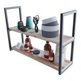 Prateleira 80x50x20 Em Metal Para Home De Madeira De Parede