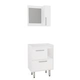 Kit Gabinete Para Banheiro 60cm Com Espelheira E Sem Cuba Estilare Móveis Branco