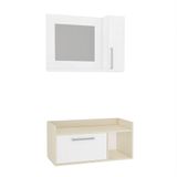 Kit Gabinete Para Banheiro Suspenso 75cm Com Armário E Sem Cuba Estilare Móveis Branco Com Creme