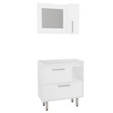 Kit Gabinete Para Banheiro 75cm Com Espelheira E Sem Cuba Estilare Móveis Branco