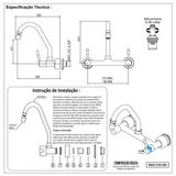 Torneira Misturador Cozinha Parede 1/4 De Volta C62