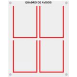 Quadro De Aviso Gestão Com 4 Displays A4 Acrílico Vermelho