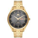 Relogio Masculino Automatico Dourado Orient Calendario Duplo