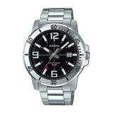Relógio Masculino Casio Prata, Fundo Preto com Data