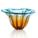 Vaso Em Cristal Murano Água Marinha E Âmbar São Marcos 36cm