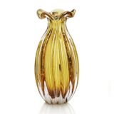 Vaso Trouxinha Em Cristal Murano Âmbar - São Marcos 24cm