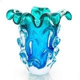 Vaso Em Cristal Murano Azul E Esmeralda São Marcos 18cm