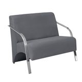 Poltrona 2 Lugares Vênus Braço Alumínio Suede Cinza