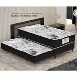 Bicama Box Conjugado Solteiro Gazin Capri 88x188 Com Cama Auxiliar Molas Bonnel Preto Branco