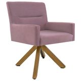 Poltrona Decorativa Sala De Estar Giratória Base Giromad Madeira Angel B-305 Veludo Rosa - Domi