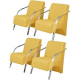 Kit 4 Poltronas Vênus 1 Lugar Braço Alumínio Amarelo