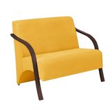 Poltrona 2 Lugares Vênus Suede Braço Madeira Amarelo