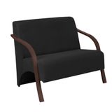 Poltrona 2 Lugares Vênus Pé Madeira Suede Preto