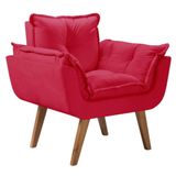 Poltrona Opalla Suede 1 Lugar Base Palito Vermelho