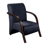 Poltrona 1 Lugar Vênus Pé Madeira Suede Azul Bic