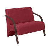 Poltrona 2 Lugares Vênus Suede Braço Madeira Bordô