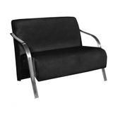 Poltrona 2 Lugares Vênus Suede Braço Alumínio Preto