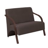 Poltrona 2 Lugares Vênus Suede Braço Madeira Marrom