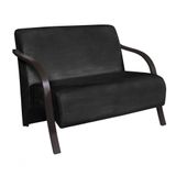 Poltrona 2 Lugares Vênus D Salla Suede Braço Madeira Preto