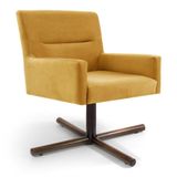 Poltrona Decorativa Sala De Estar Giratória Base Xis Madeira Angel B-279 Veludo Amarelo - Domi