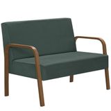 Poltrona 2 Lugares Jade Braço Madeira Suede Verde