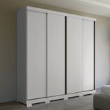 Guarda Roupa Casal 219cm 4 Portas De Correr 4 Gavetas Ipanema Santos Andirá Branco